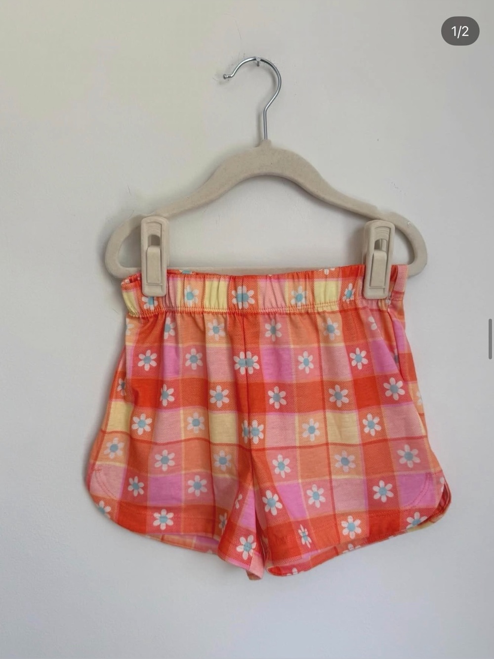 Bella & Birdie Kids Floral Plaid Pyjama/Casual Shorts (Size 7/8)